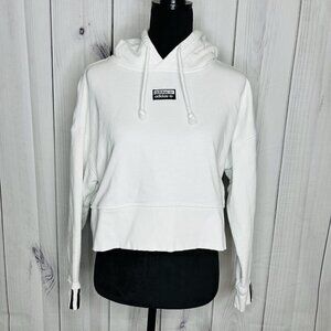 Adidas Three Stripe Vocal White & Black Cropped Hoodie Sweatshirt Size S